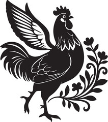 Fototapeta premium A stylized black silhouette of a rooster illustration vector