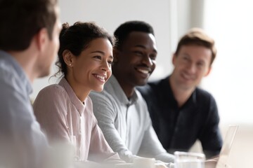Fototapeta premium diverse employees working together feeling valued respected and engaged inclusive company culture