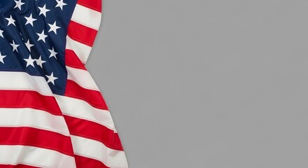 Obraz premium Title american flag detail stars and stripes with gray background description close up of the us flag featuring stars and red