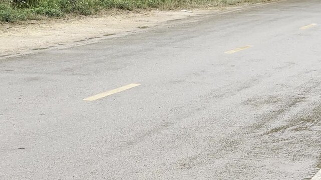 Paved road, rural village , transport