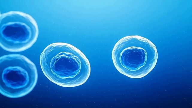 Blue cells under microscope