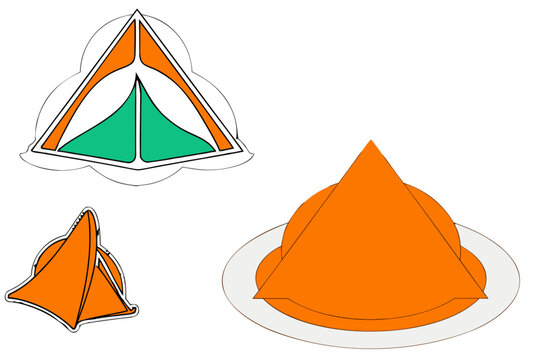 Traditional South Asian snack singara vector illustration in ink style