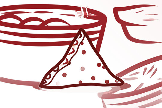 Hand drawn singara or samosa 