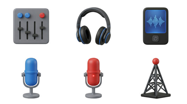 Podcast and Audio Production Icons Set