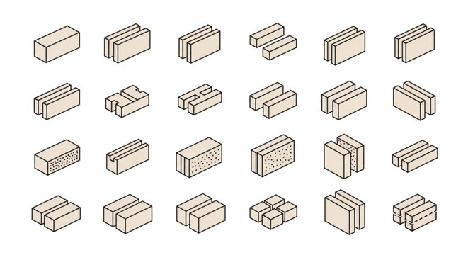 Set of Various Brick and Block Types Illustration