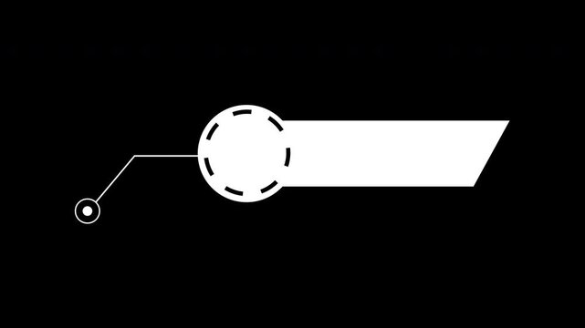 Futuristic white HUD callout box with digital pointer and line details on black background for tech data visualization or video editing.