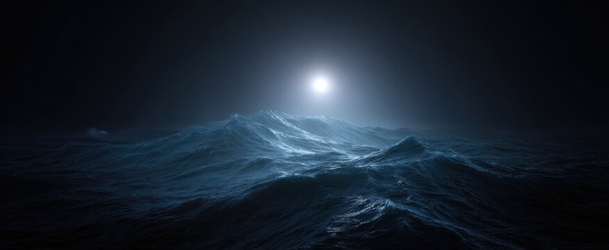 A luminous beacon flashes over the vast dark ocean safeguarding mysterious watery depths.