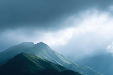 Fototapeta premium majestic mountain landscape with dramatic sky and natural light, peaceful nature travel destination scenery
