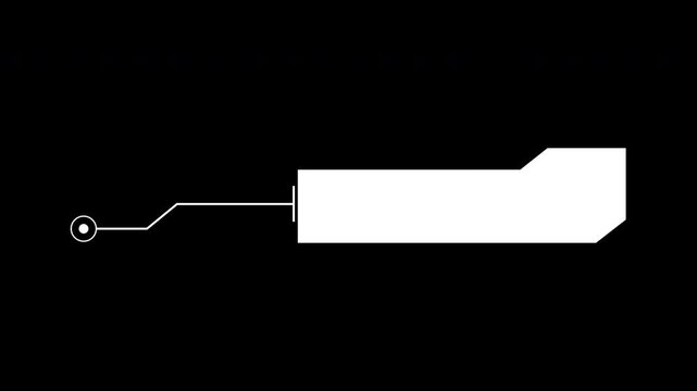 Futuristic white HUD callout box and digital lower third UI element on black background for high-tech data display and video editing.