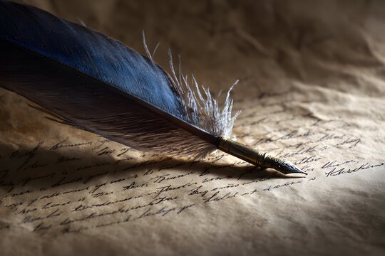 Old letter with handwritten sonnet, warm light highlighting timeless literary charm.