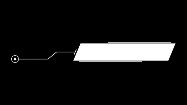 Futuristic white callout box and lower third UI element on black background for high-tech data visualization or video editing.