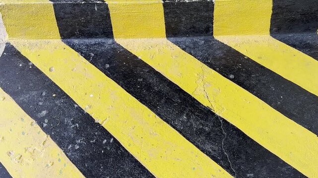 Yellow and black striped warning signs, traffic.