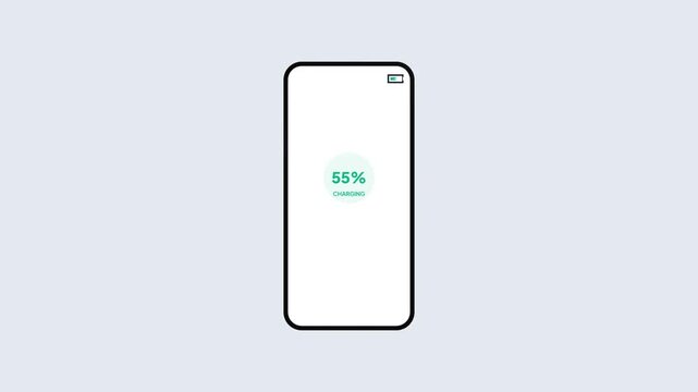 Smartphone Battery UI Animation Showing Low Power Warning Overheating Alert and Rapid Charging Sequence Isolated on White Background