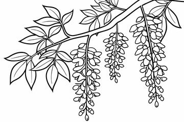 Fototapeta premium coloring page line art the wisteria flower black vector