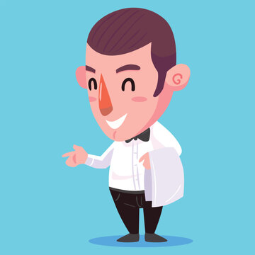 Restaurant staff service cartoon vector illustration