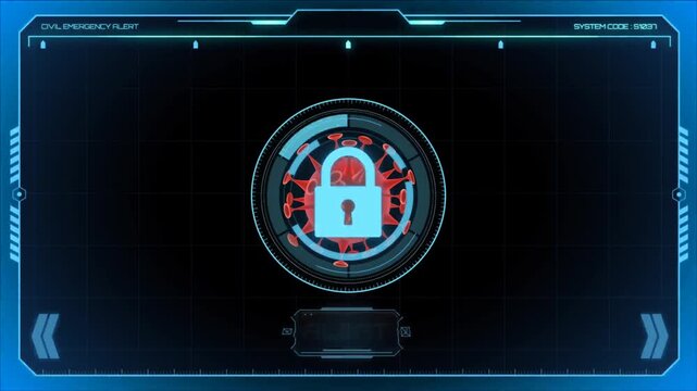 Futuristic cyber security Interface with digital lock and data protection concept.