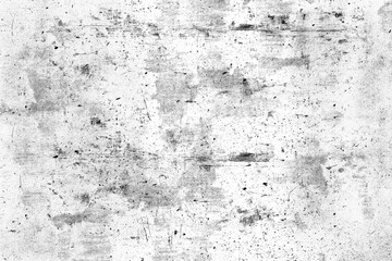Fototapeta premium A high-contrast, black and white abstract grunge texture background featuring a distressed surface with heavy grain, spots, and scratches, ideal as a vintage overlay or dark, moody backdrop.