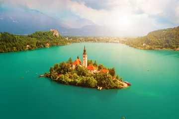 Lake Bled, Slovenia, seasonal spring travel background © Roxana