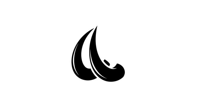 Black curved symbol graphic mark.