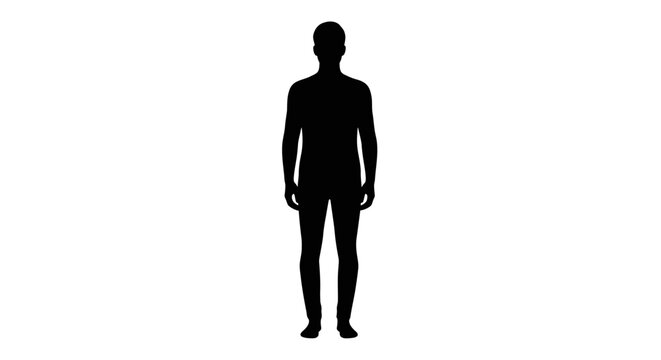 Black Silhouette of Adult Male Human.