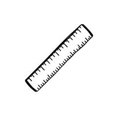 Fototapeta premium Ruler icon logo design. Measuring scale sign and symbol. Hand drawn ruler icon. School and office supplies stationery.