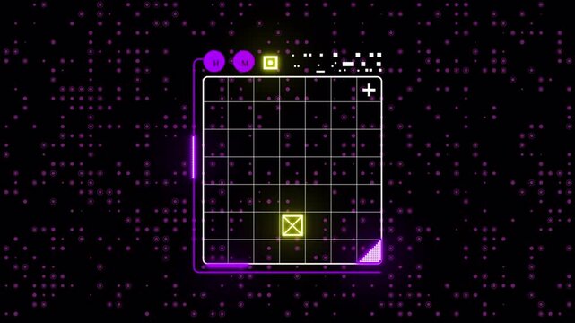 Futuristic Tic Tac Toe Game UI Animation with Neon Grid, Cyberpunk Digital Interface Loop