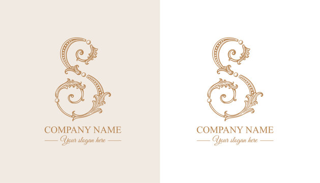 Logo monogram letter S in refined ornamental style. Clean elegant logotype for personal brand, business and corporate identity.