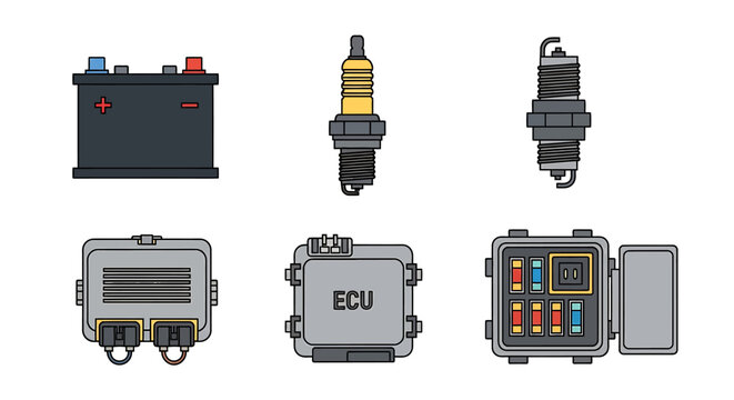 Car engine control unit components.