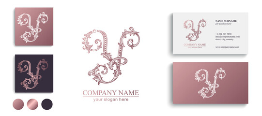 Obraz premium Logo monogram letter Y in refined ornamental style. Clean elegant logotype for personal brand, business and corporate identity.