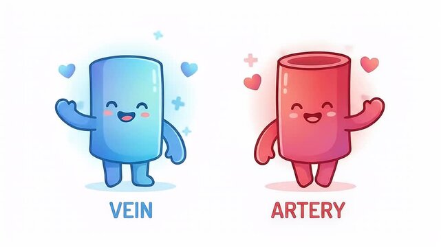 Cartoon vein and artery characters.
