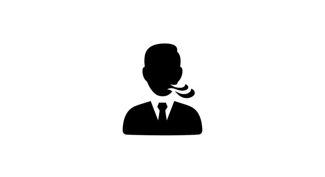 Businessman silhouette smoking a pipe.
