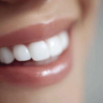 Beautiful smile of young woman with white healthy teeth dental care hygiene concept