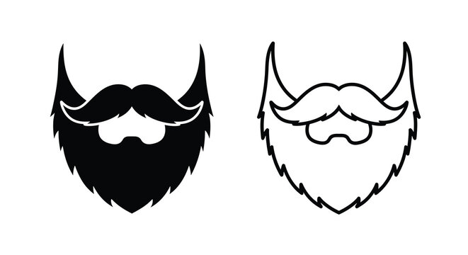Two contrasting beard styles are depicted in a striking black silhouette