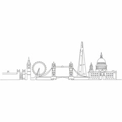 Fototapeta premium London Bridge Monochrome Drawing – Cityscape Artwork
