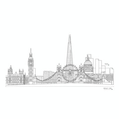 Fototapeta premium London Bridge Architecture – Minimal Illustration Style