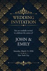 Elegant wedding invitation template with ornamental border