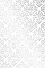 Elegant silver ornamental damask pattern background on white