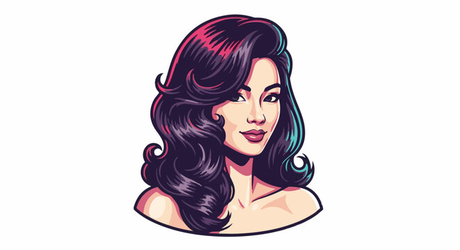 Pixel art portrait of a woman with dark, wavy hair and striking features, styled with dramatic highlights and contours