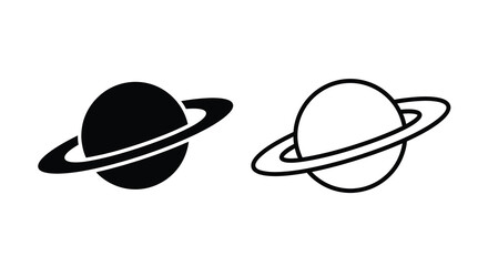 Two depictions of saturn one filled and one outlined a striking silhouette © APIM02SN