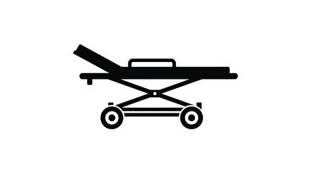 A simple black silhouette of a medical stretcher used for patient transport silhouette © APIM02SN
