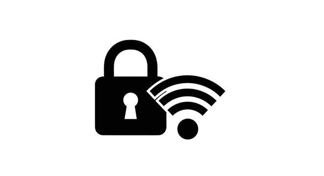 Digital security lock with wifi symbol.
