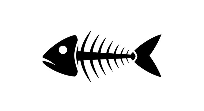 Fish skeleton remains isolated on white.