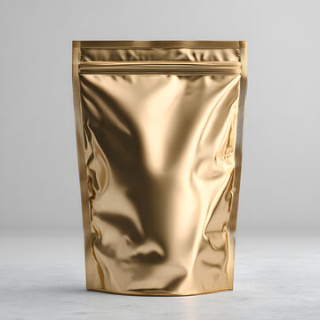 Blank glod Foil Stand-up Pouch Mockup for Food Packaging	
