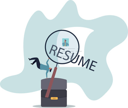 Candidate resume review by HR human resources hiring manager, employment or searching for talent and new staff .human life and situation.