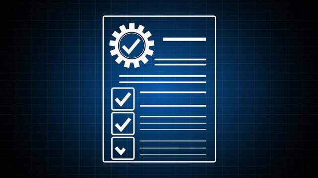 Businessman checking steps through document with a list. dark background. motion graphics of concept. 4k video animation