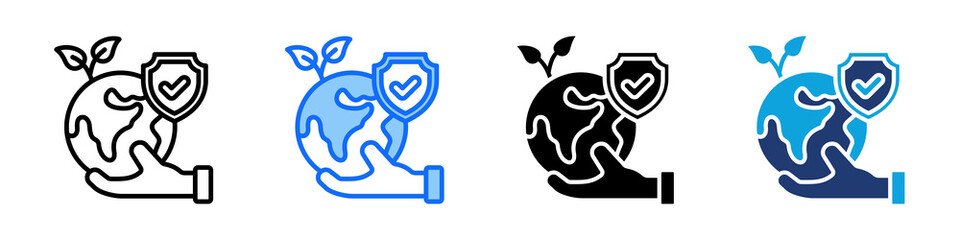 Fototapeta premium Earth Protection Icon Set Multi Style Vector Illustration