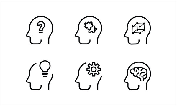 Head Icon Set icon, button, vector, sign, symbol, logo, illustration, editable stroke and flat design style isolated on white linear pictogram
