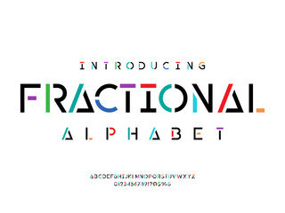 Vector of stylized colorful lines alphabet design with uppercase, numbers and symbols