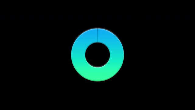 Gradient circular loading progress bar icon with blue and green neon glow isolated on transparent background.
