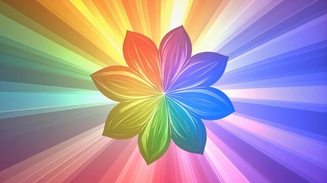 Lotus flower showcasing a vibrant array of colors on its delicate petals, with luminous beams highlighting a complete spectrum of hues.